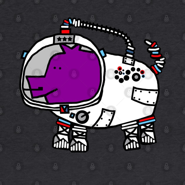 Astronaut Space Pilot Sci Fi Purple Pig by ellenhenryart